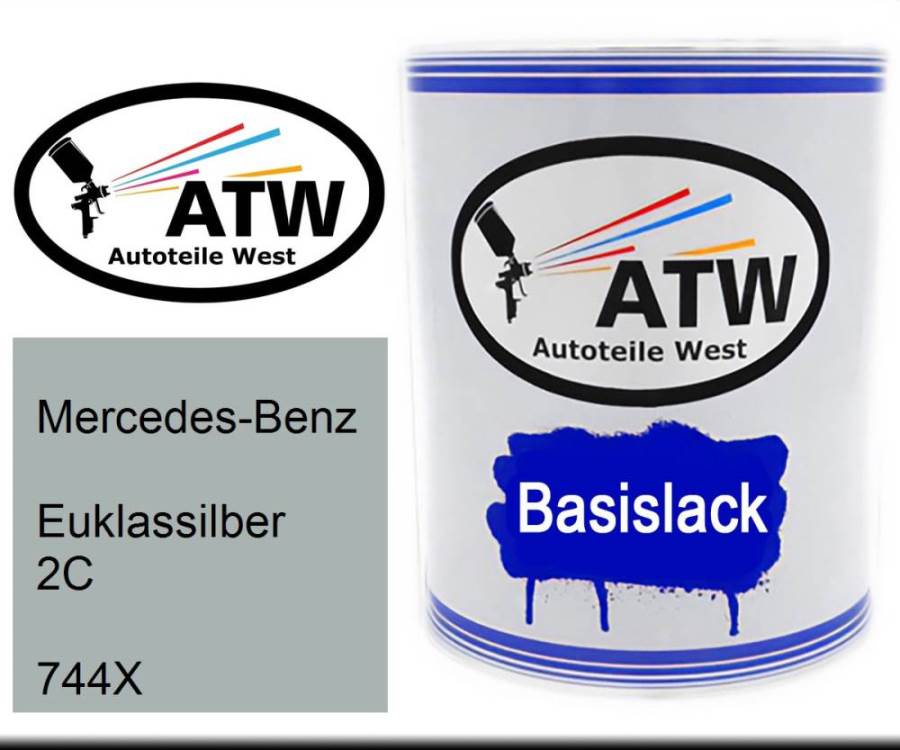 Mercedes-Benz, Euklassilber 2C, 744X: 1L Lackdose, von ATW Autoteile West.